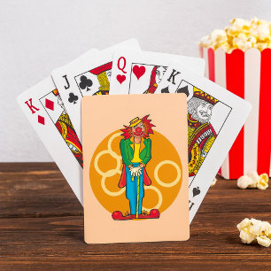 Whimsical Cartoon Clown with Bright Colors Playing Cards