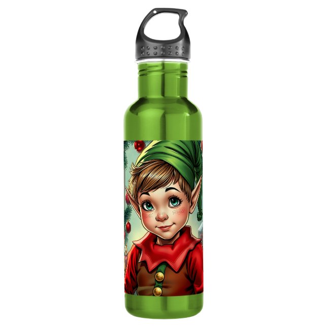 Whimsical Cartoon Elf | Christmas   710 Ml Water Bottle (Front)