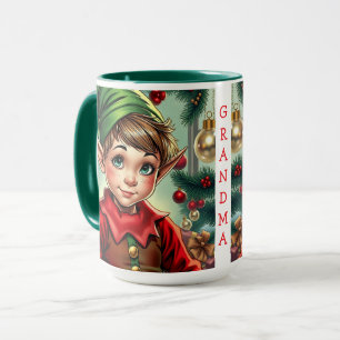 Whimsical Cartoon Elf   Christmas Personalized Mug