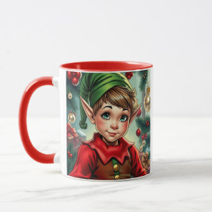 Whimsical Cartoon Elf   Christmas Personalized Mug