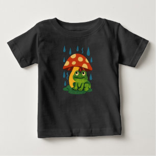 Whimsical Cartoon Frog Under Toadstool Rain Shelte Baby T-Shirt