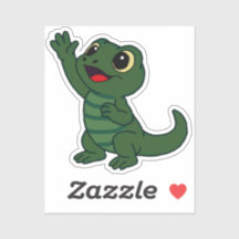 Whimsical Cartoon Gecko Decal Green