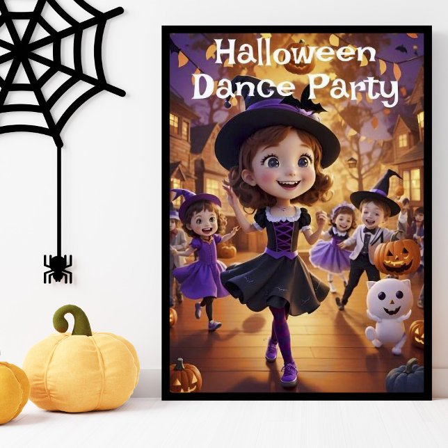 Whimsical Cartoon Halloween Dance Party AI Generat Poster (Creator Uploaded)