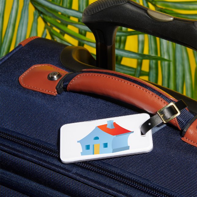 Whimsical Cartoon House Colourful Playful Home Luggage Tag (Creator Uploaded)