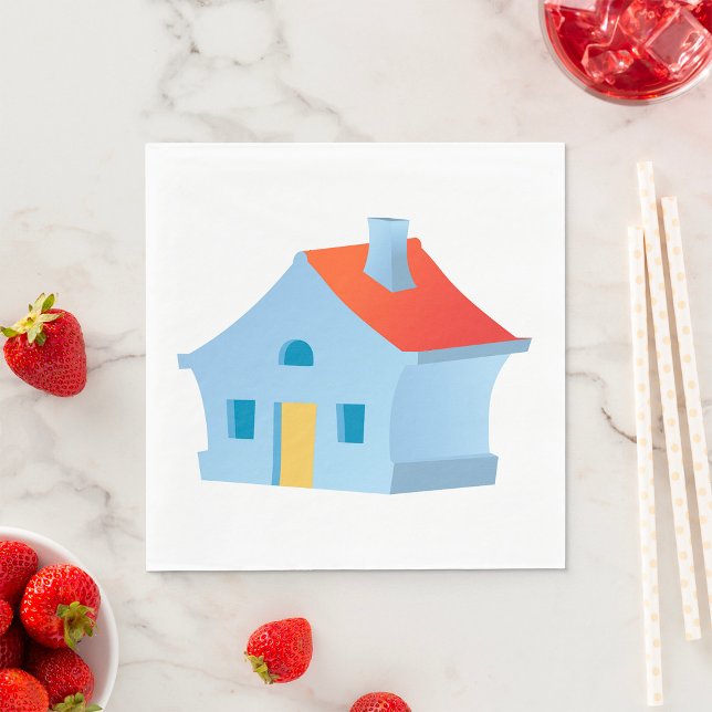 Whimsical Cartoon House Colourful Playful Home Napkin (Creator Uploaded)