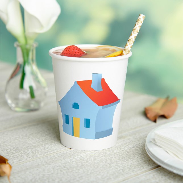 Whimsical Cartoon House Colourful Playful Home Paper Cups (Creator Uploaded)