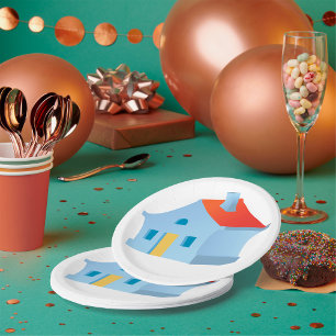 Whimsical Cartoon House Colourful Playful Home Paper Plate