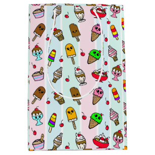 Whimsical Cartoon Ice Cream Birthday Medium Gift Bag