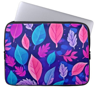 Whimsical Cartoon Leaves: Purple & Pink Laptop Sleeve