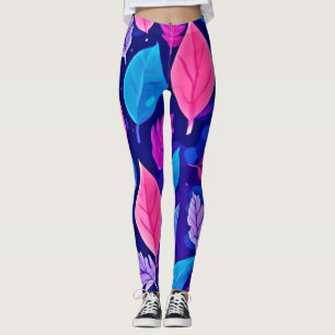 Whimsical Cartoon Leaves: Purple & Pink Leggings