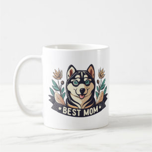 Whimsical Cartoon Siberian Husky Dog Mum Coffee Mug
