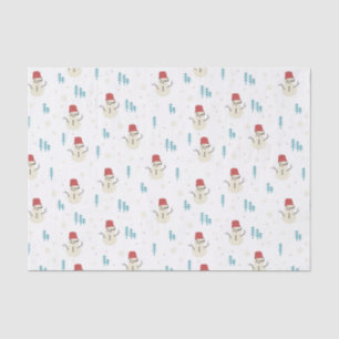 Whimsical Cartoon Snowmen in White Winter Tissue Paper
