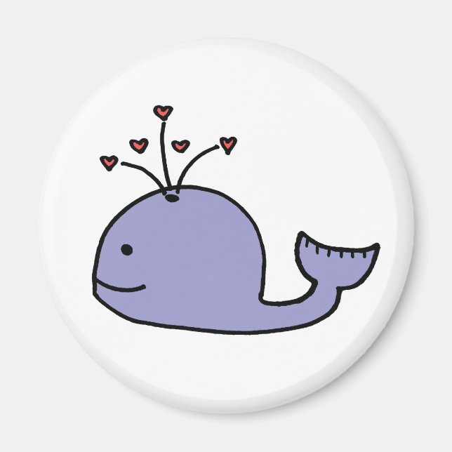 Whimsical Cartoon Whale Magnet (Front)