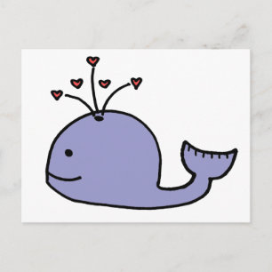 Whimsical Cartoon Whale Postcard