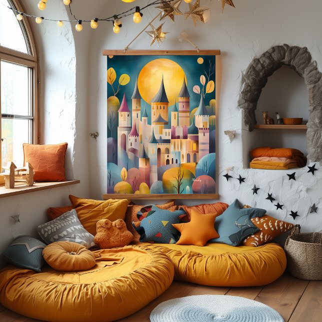 Whimsical Castle Village Artwork Hanging Tapestry (Creator Uploaded)