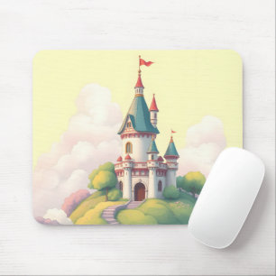 Whimsical castle with green garden mouse mat