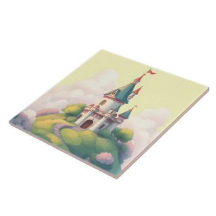 Whimsical castle with green garden tile