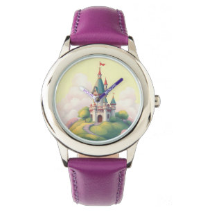 Whimsical castle with green garden watch