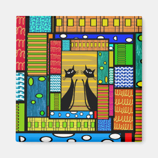 Whimsical Cat Art Gifts Magnet