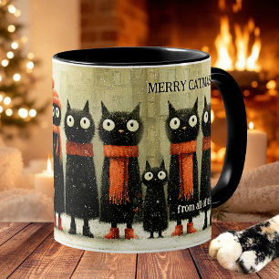 Whimsical Cat Art Merry Catmas Christmas Coffee Mug