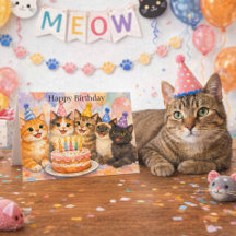 Whimsical Cat Birthday Cute Party Cats Kids