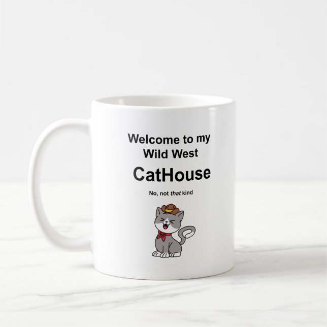 Whimsical Cat Coffee Mug (Left)