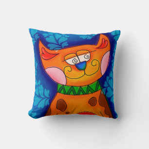 Whimsical Cat Cushion
