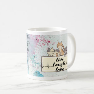 Whimsical Cat & Dandelion: Floral Art Coffee Mug