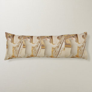 Whimsical Cat Harpist Body Pillow