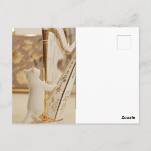 Whimsical Cat Harpist – Postcard
