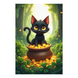 Whimsical Cat in a Pot of Gold Photo Print