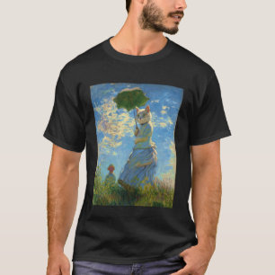 Whimsical Cat in Dress with Umbrella Art Inspired T-Shirt
