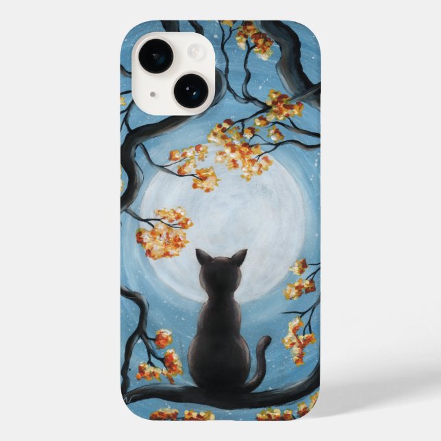 Whimsical Cat in Tree Full Moon Painting Case-Mate iPhone Case (Back)