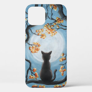 Whimsical Cat in Tree Full Moon Painting iPhone 12 Case