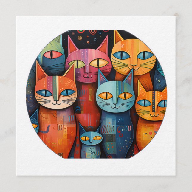 Whimsical Cat Invitation (Front)