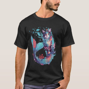 Whimsical Cat Mermaid Underwater Fantasy T-Shirt