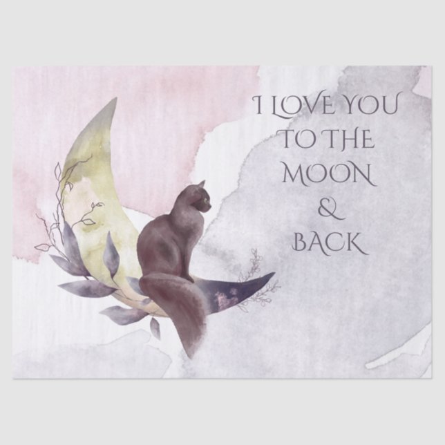 Whimsical Cat Moon Saying Tissue Paper (Front)