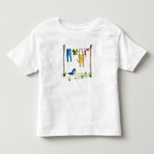 Whimsical Cat on a Clothesline Toddler T-Shirt