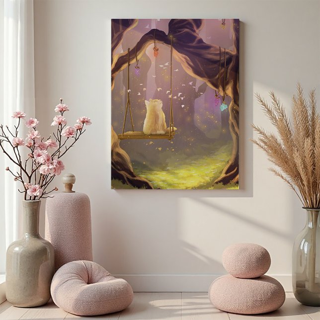 Whimsical Cat on a Swing Canvas Print (Creator Uploaded)