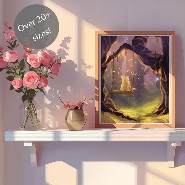 Whimsical Cat on a Swing Poster (Creator Uploaded)
