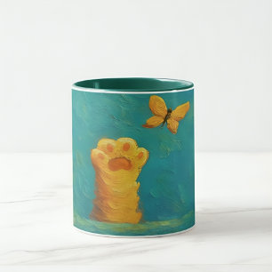 Whimsical Cat Paw Mug – Artistic Texture Style