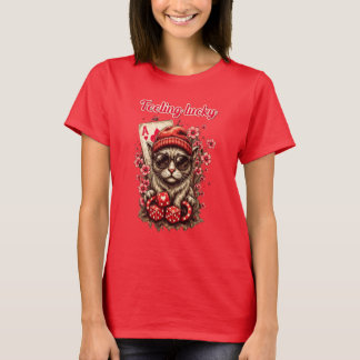 Whimsical Cat Poker Celebration T-Shirt