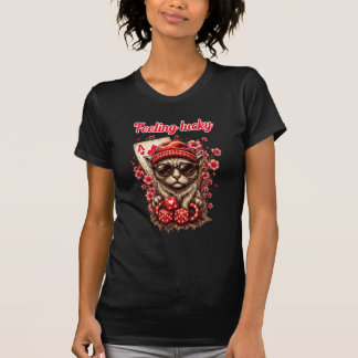 Whimsical Cat Poker Celebration T-Shirt