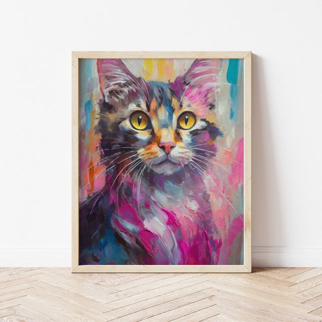 Whimsical Cat Portrait Abstract Modern Art Poster (Creator Uploaded)