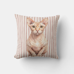 Whimsical Cat Portrait Pillow Cover