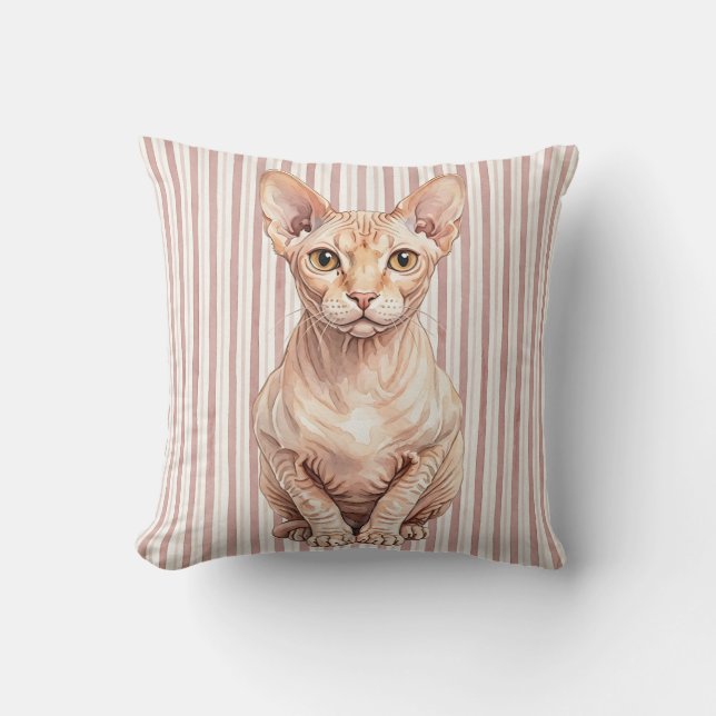 Whimsical Cat Portrait Pillow Cover (Front)