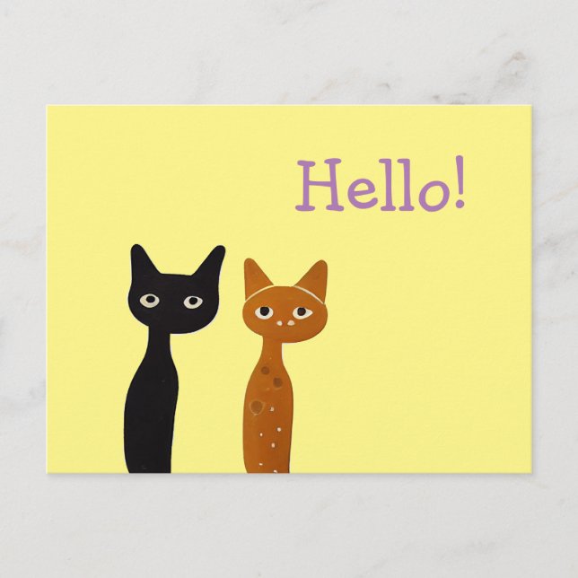 Whimsical Cat Postcard (Front)