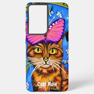 Whimsical Cat Samsung S21 Android Smart Phone Case