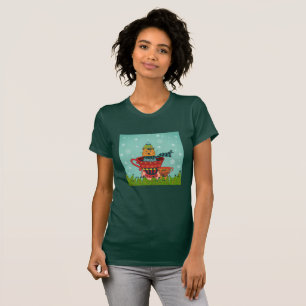 Whimsical Cat Sitting in a Teacup Christmas T-Shirt