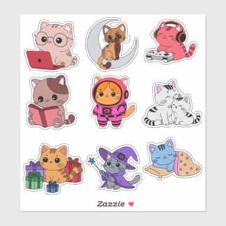 Whimsical Cat Sticker Pack